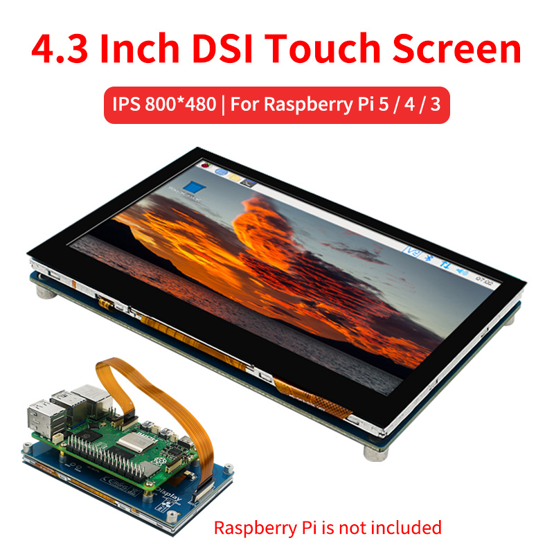 Pi 5 Case - 4.3 Polegada tela de toque dsi